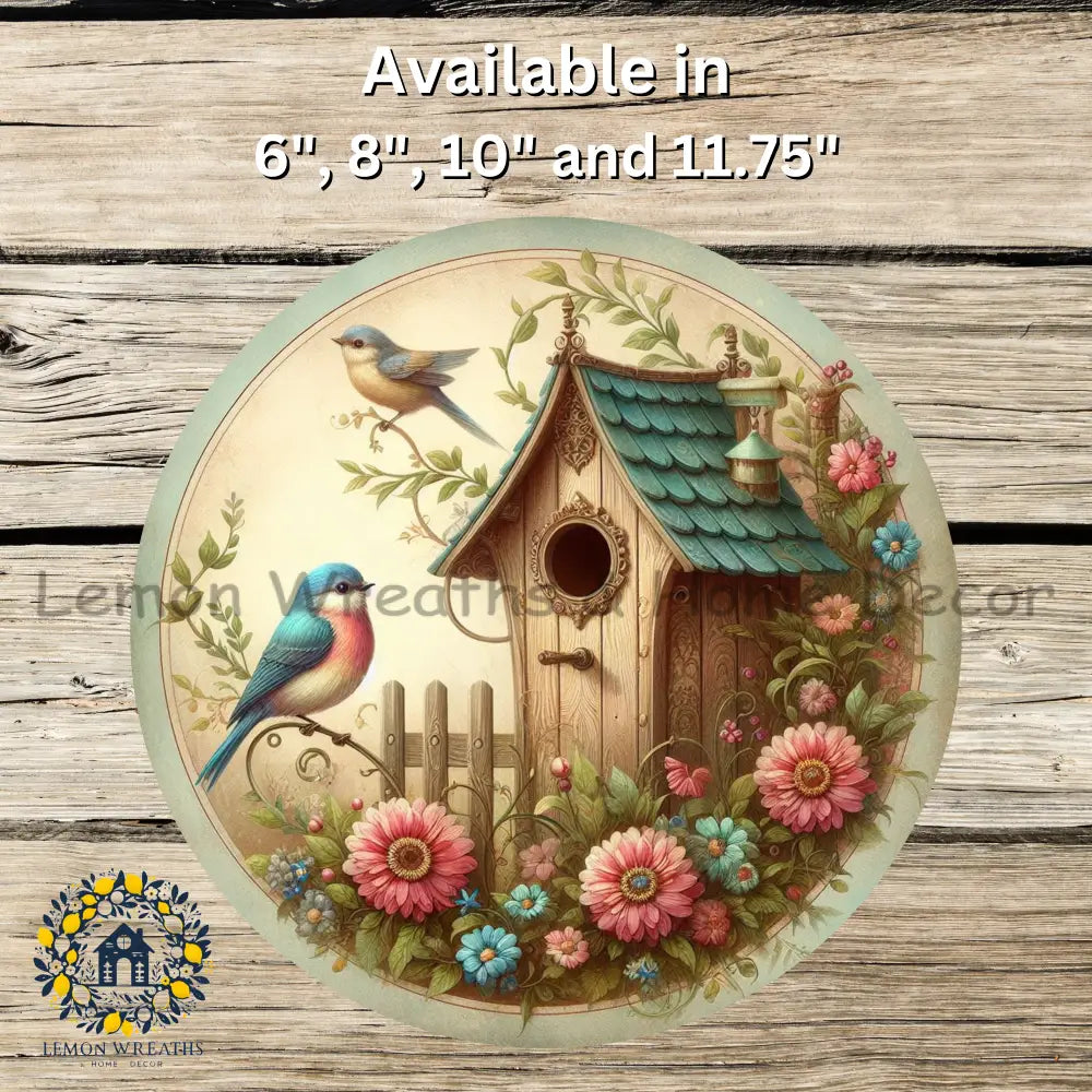 Spring Birdhouse Bluebirds Metal Sign