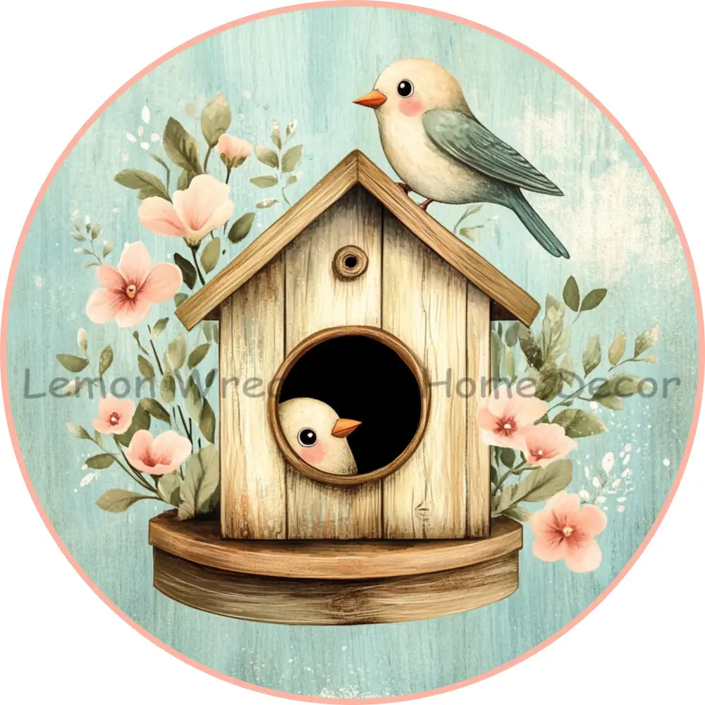 Spring Birdhouse Double Chickadee Metal Sign