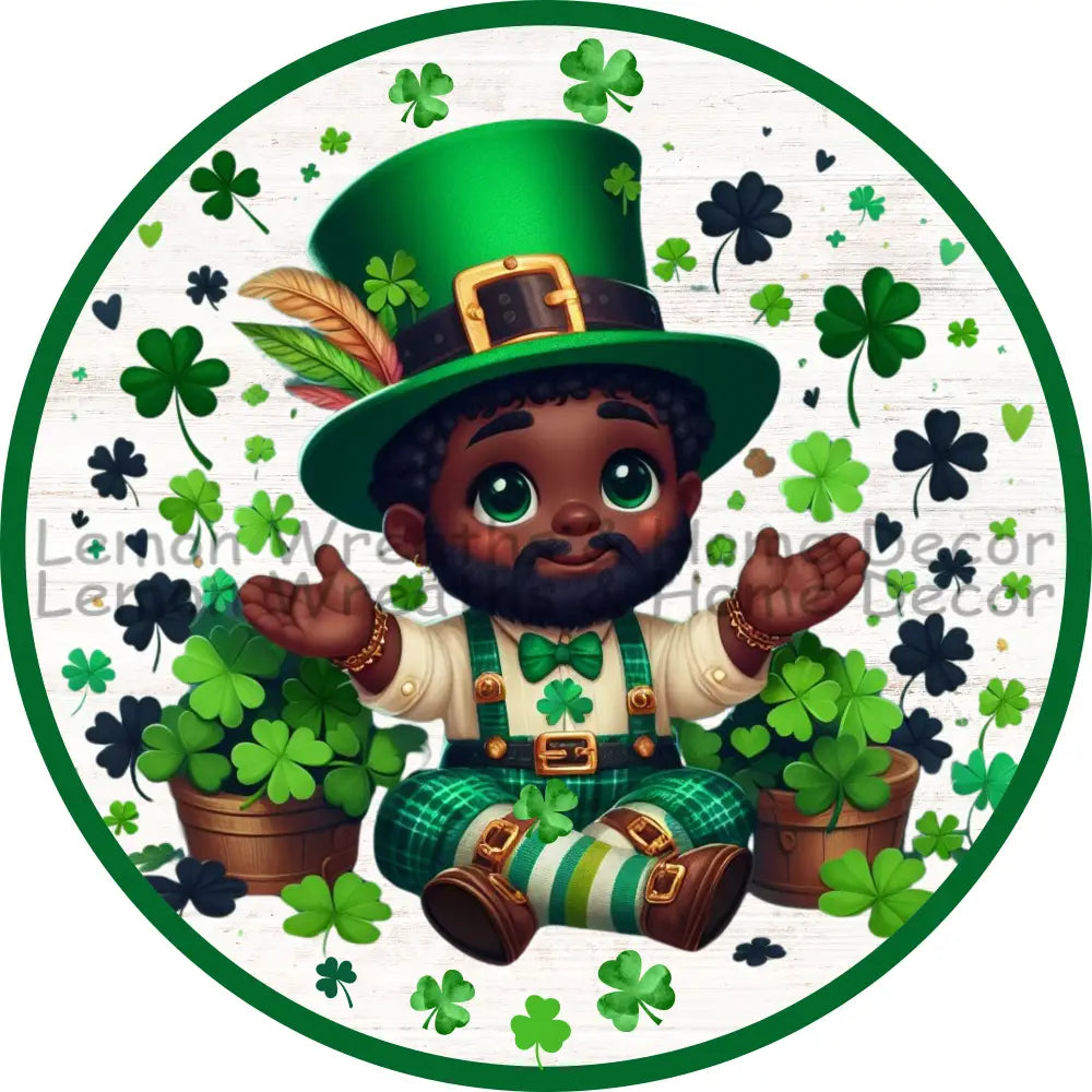 St. Patrick’s Day African American Leprechaun Metal Sign
