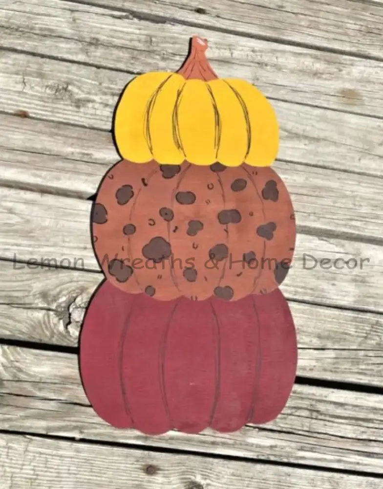 Stacked Pumpkins Gold/Cheetah/Burgundy Wood Wreath Attachment