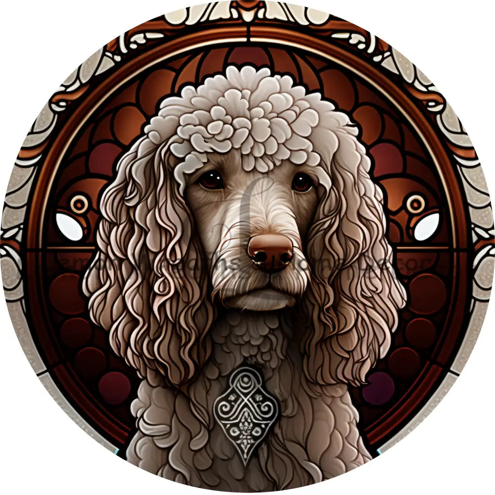 Standard Poodle Dog Breed Faux Stained Glass Metal Sign 8