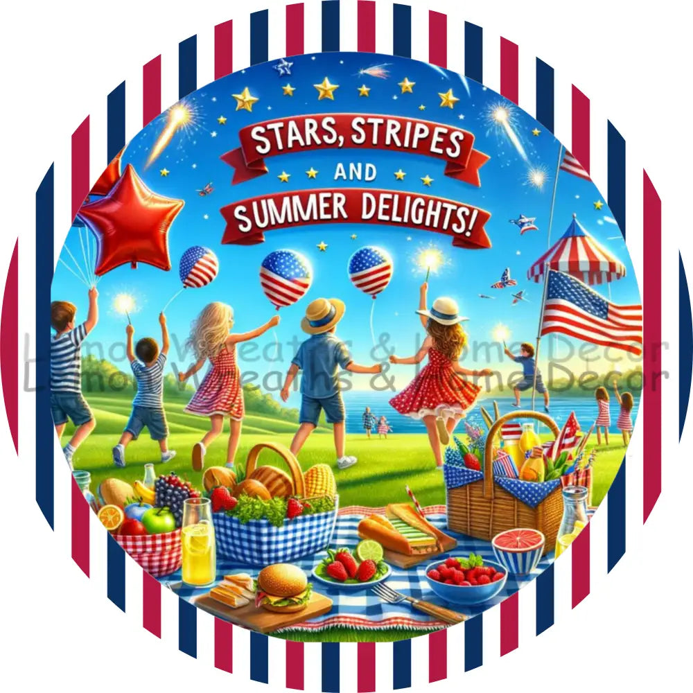 Stars Stripes And Summer Delights Metal Sign