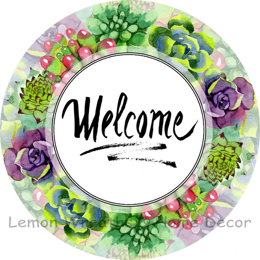 Succulents Welcome Metal Sign