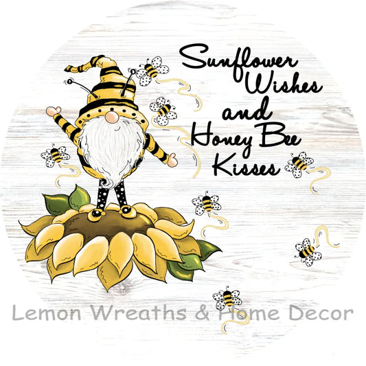 Sunflower Wishes And Honey Bee Kisses Gnome Metal Sign 8