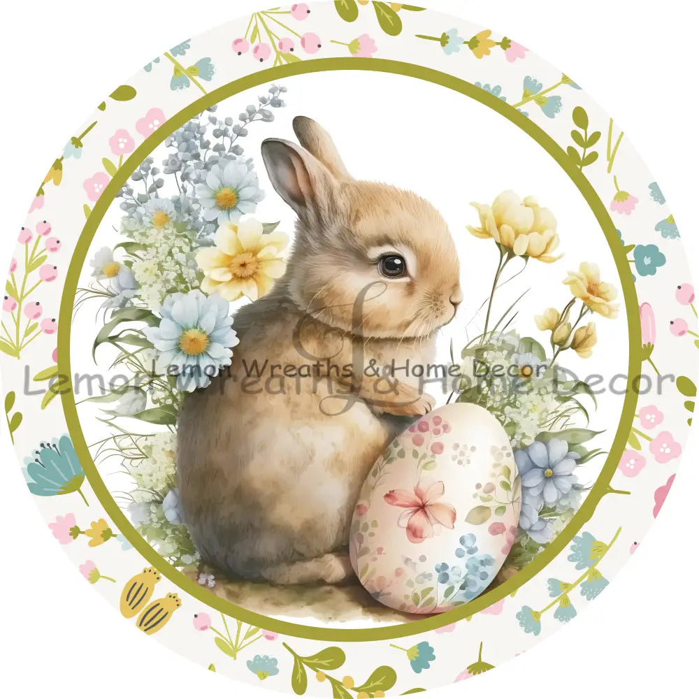 Sweet Bunny Floral Frame Metal Sign 8