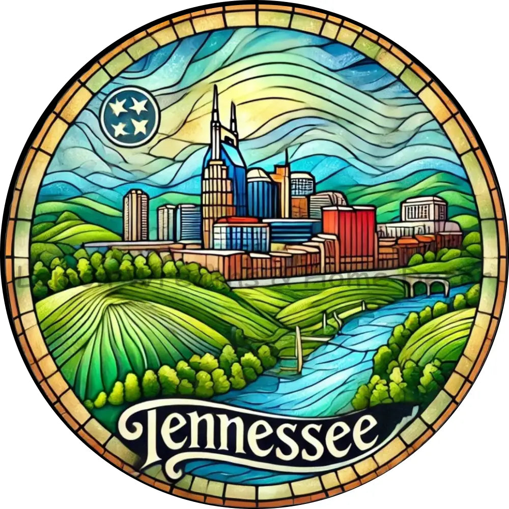 Tennessee Faux Stained Glass Metal Sign