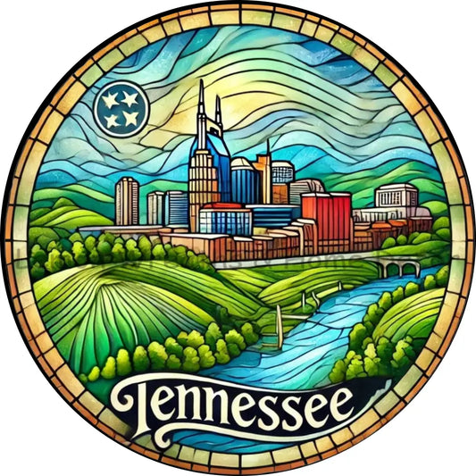 Tennessee Faux Stained Glass Metal Sign