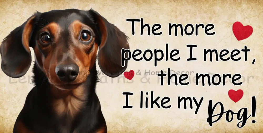 The More People I Meet Like My Dog Dachshund Metal Sign