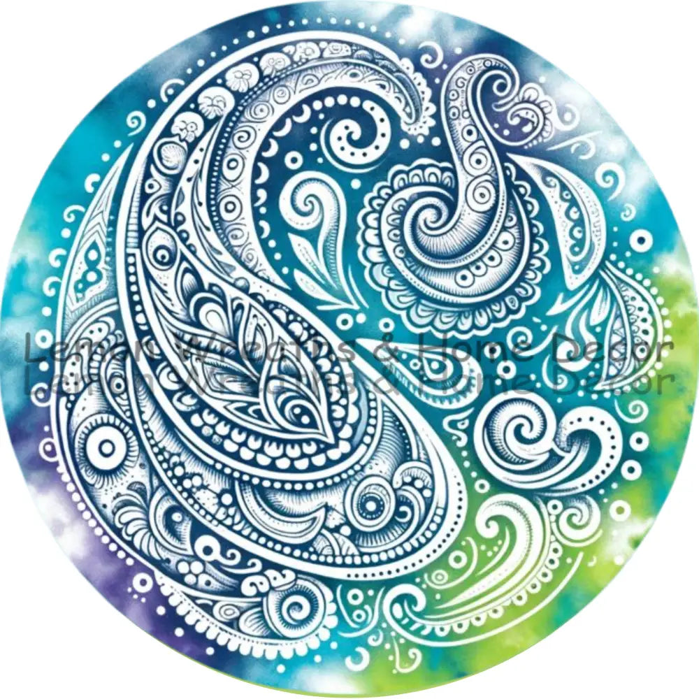 Tie Dye Paisley Lime Green And Teal Metal Sign