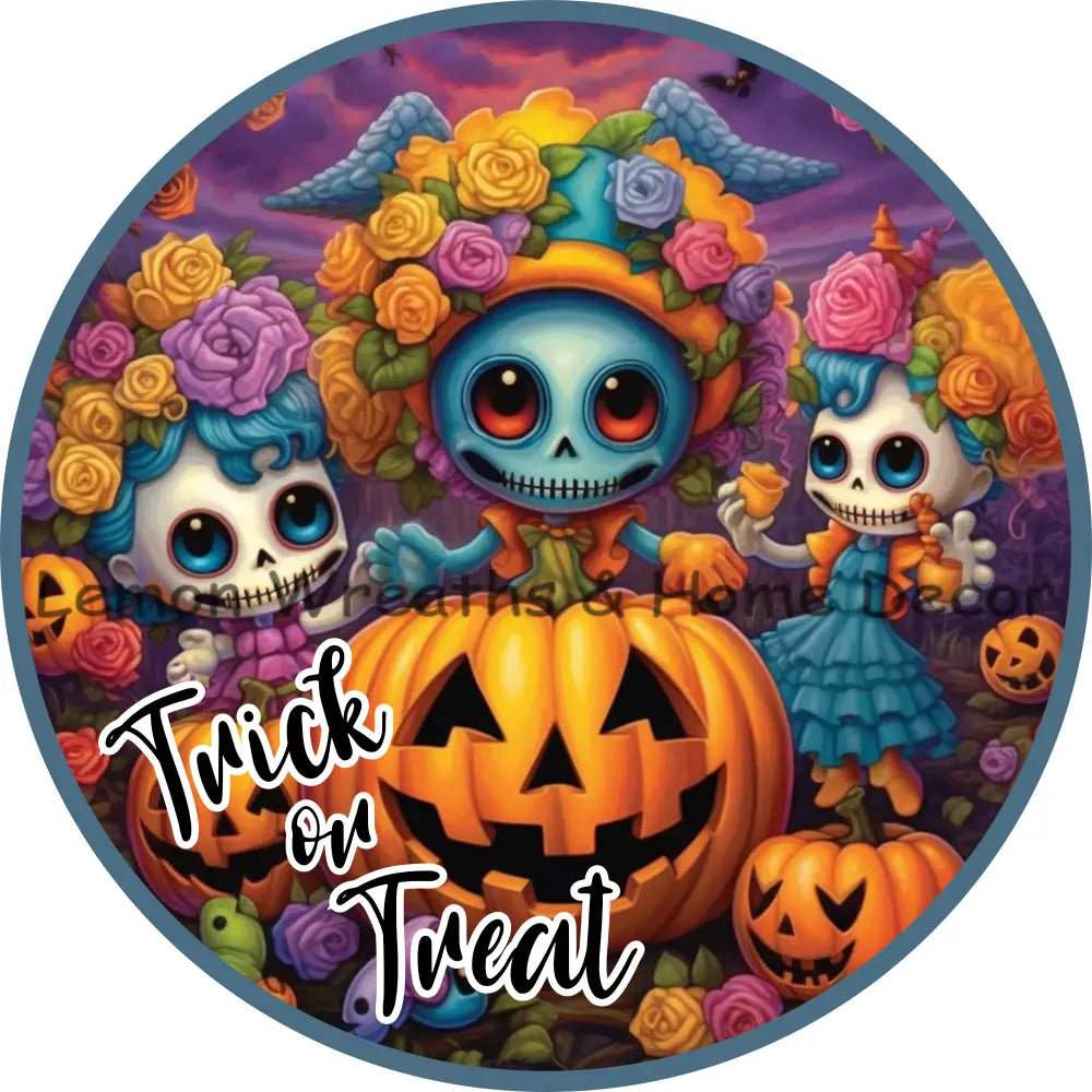 Trick Or Treat Day Of The Dead Cute Girls Metal Sign 6 /