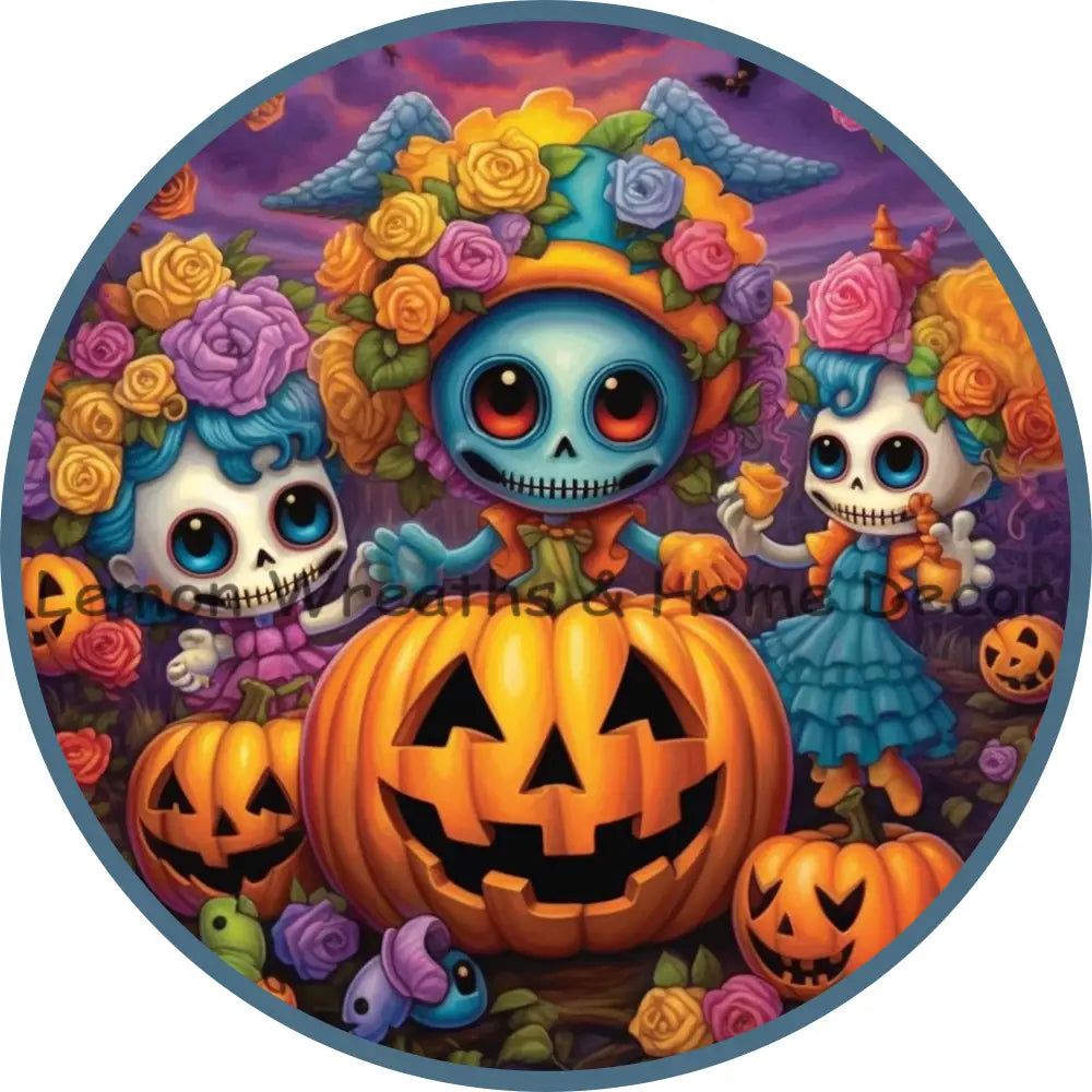 Trick Or Treat Day Of The Dead Cute Girls Metal Sign 6 / No Text