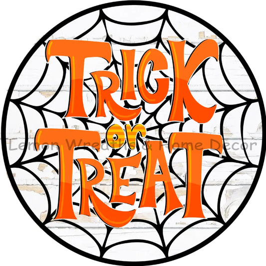 Trick Or Treat Spider Web Metal Sign
