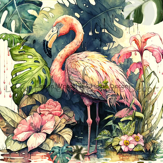 Tropical Flamingo Metal Sign Square 8