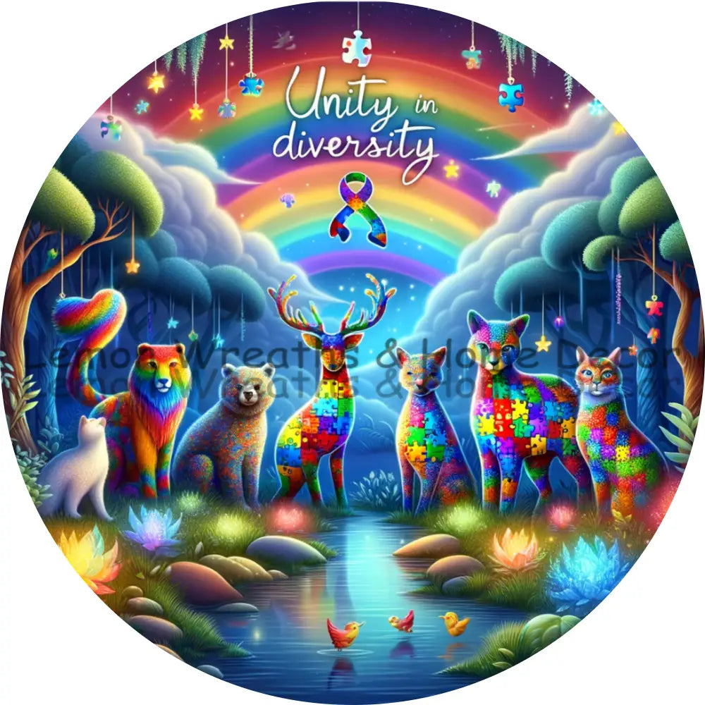 Unity In Diversity Round Metal Sign