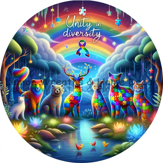 Unity In Diversity Round Metal Sign