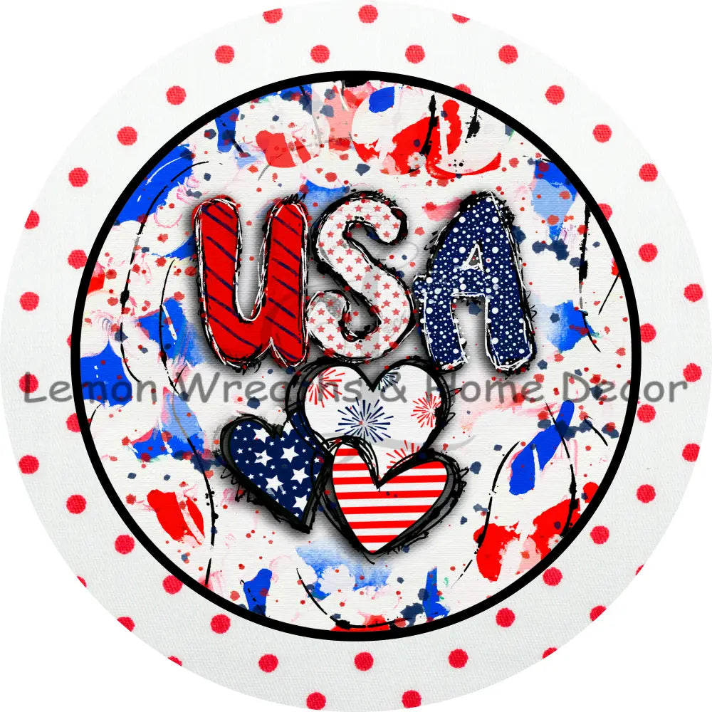 Usa Polka Dots Paint Splatter Metal Sign 8