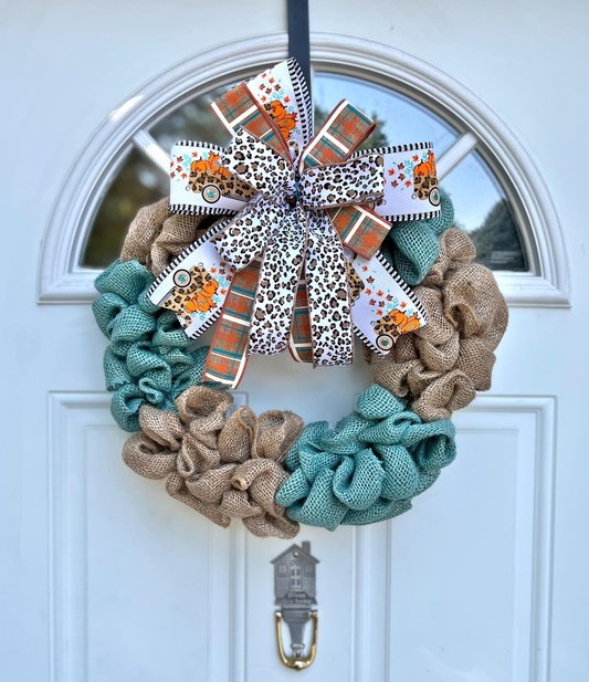 CLEARANCE Fall Multi Color Burlap Wreath