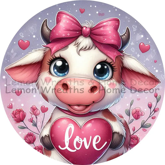 Valentine Love Cow Metal Sign