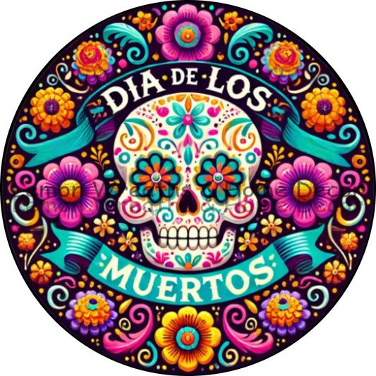 Vibrant Sugar Skull Floral Día De Los Muertos Metal Sign