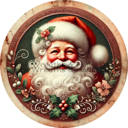 Vintage Santa Charm Antique Copper Metal Sign