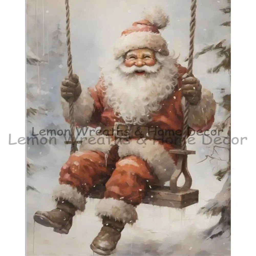 Vintage Swinging Santa Big Smiles Metal Sign