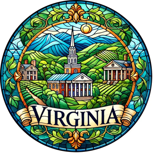 Virginia Faux Stained Glass Metal Sign