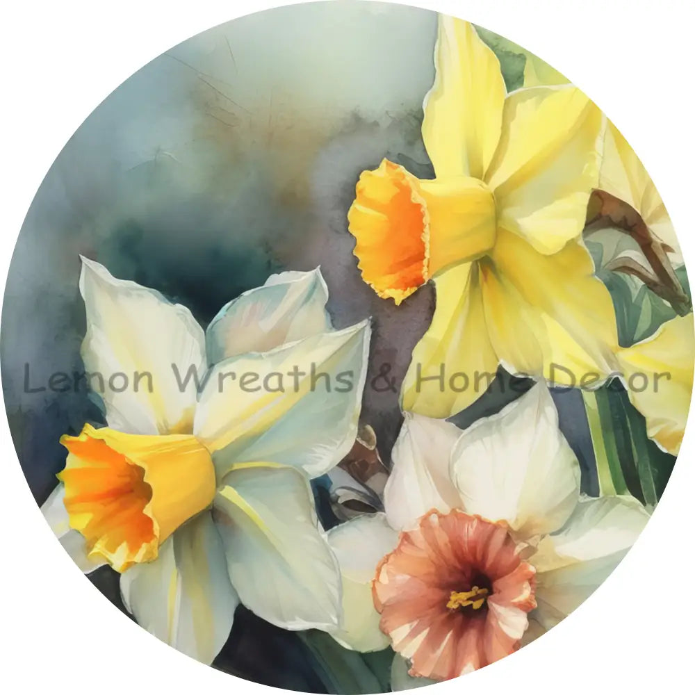 Watercolor Daffodils Sublimated Fabric Center