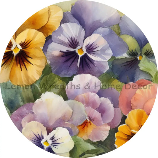Watercolor Pansies Sublimated Fabric Center