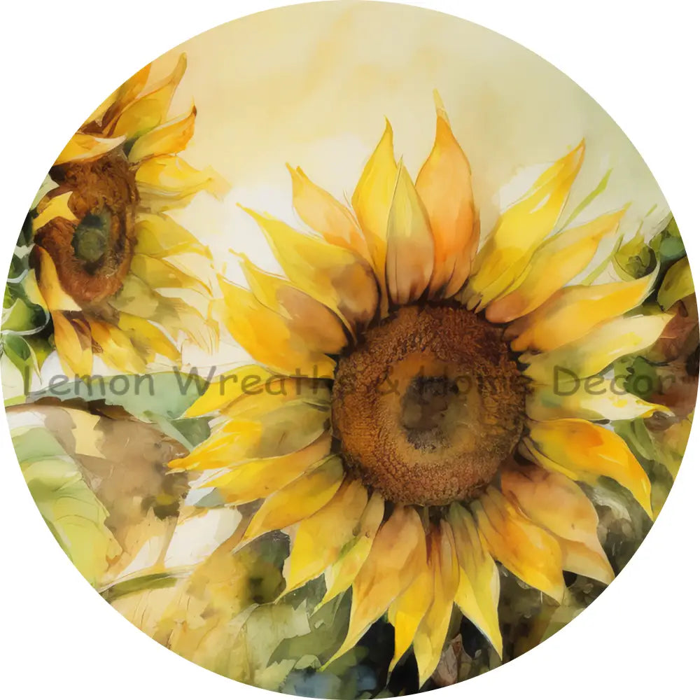 Watercolor Sunflowers Sublimated Fabric Center