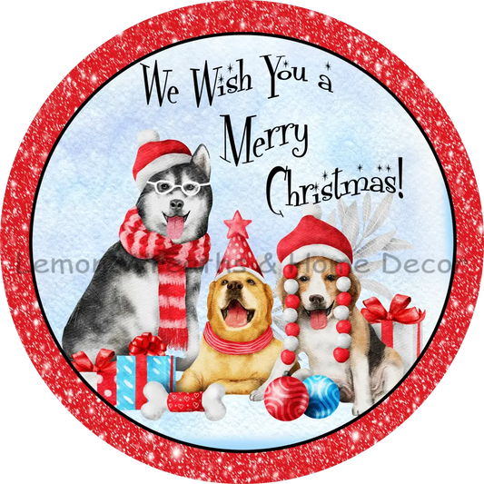 We Wish You A Merry Christmas Dogs Metal Sign 6