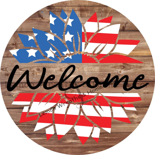 Welcome Flag Sunflower Dark Wood 8