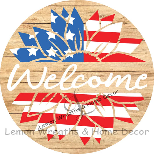 Welcome Flag Sunflower Light Wood 8