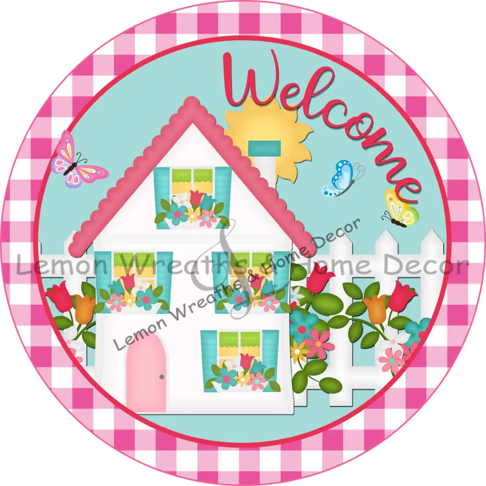 Welcome Floral House Metal Sign 8