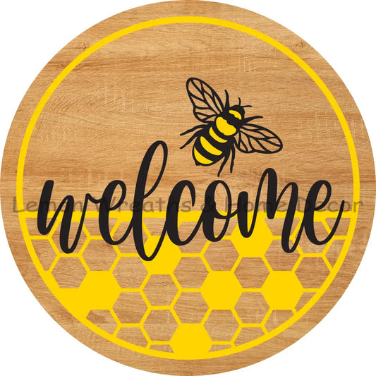 Welcome Honeycomb Bee Metal Sign 8
