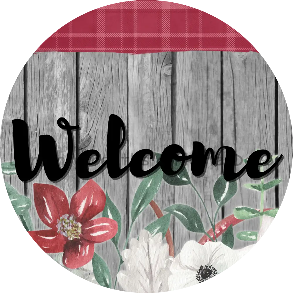 Welcome Magnolias Metal Sign Round 8