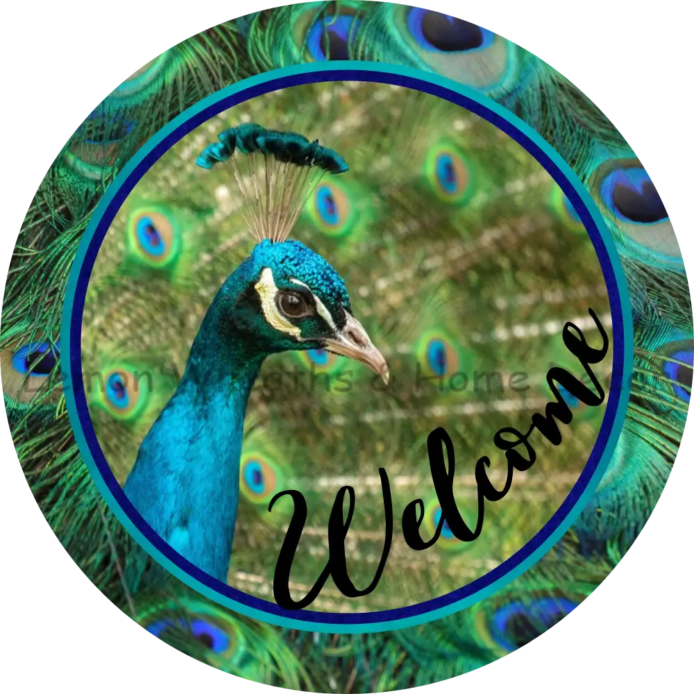Welcome Peacock Metal Sign 8