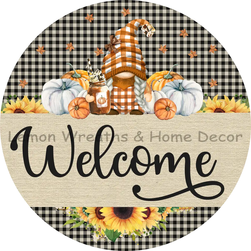 Welcome Plaid Gnome Metal Sign 8