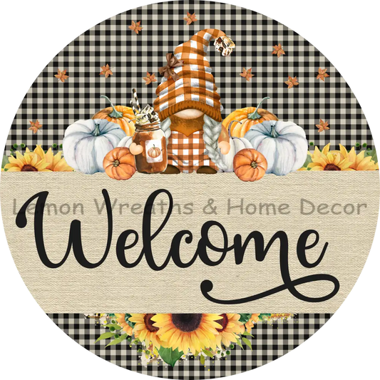 Welcome Plaid Gnome Metal Sign 8