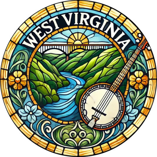 West Virginia Faux Stained Glass Metal Sign