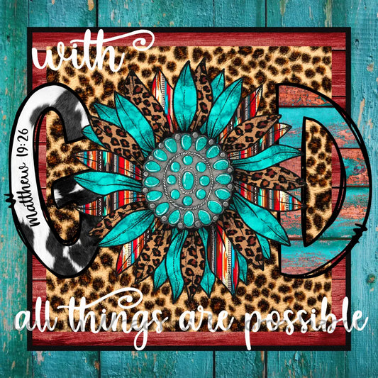 With God All Things Are Possible Leopard Print Metal Sign 8