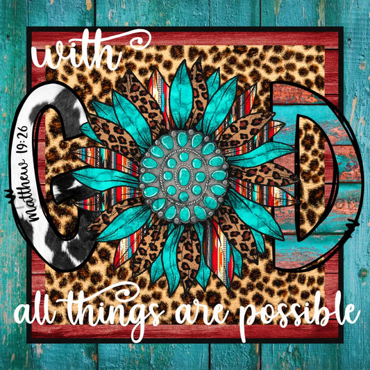 With God All Things Are Possible Leopard Print Metal Sign 8