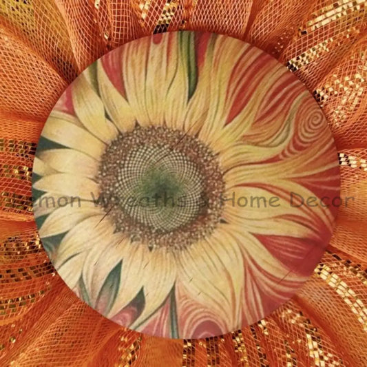 Wood Abstract Sunflower Center Sublimated Flower