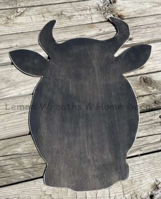 Wood Cow Head Cutout Black