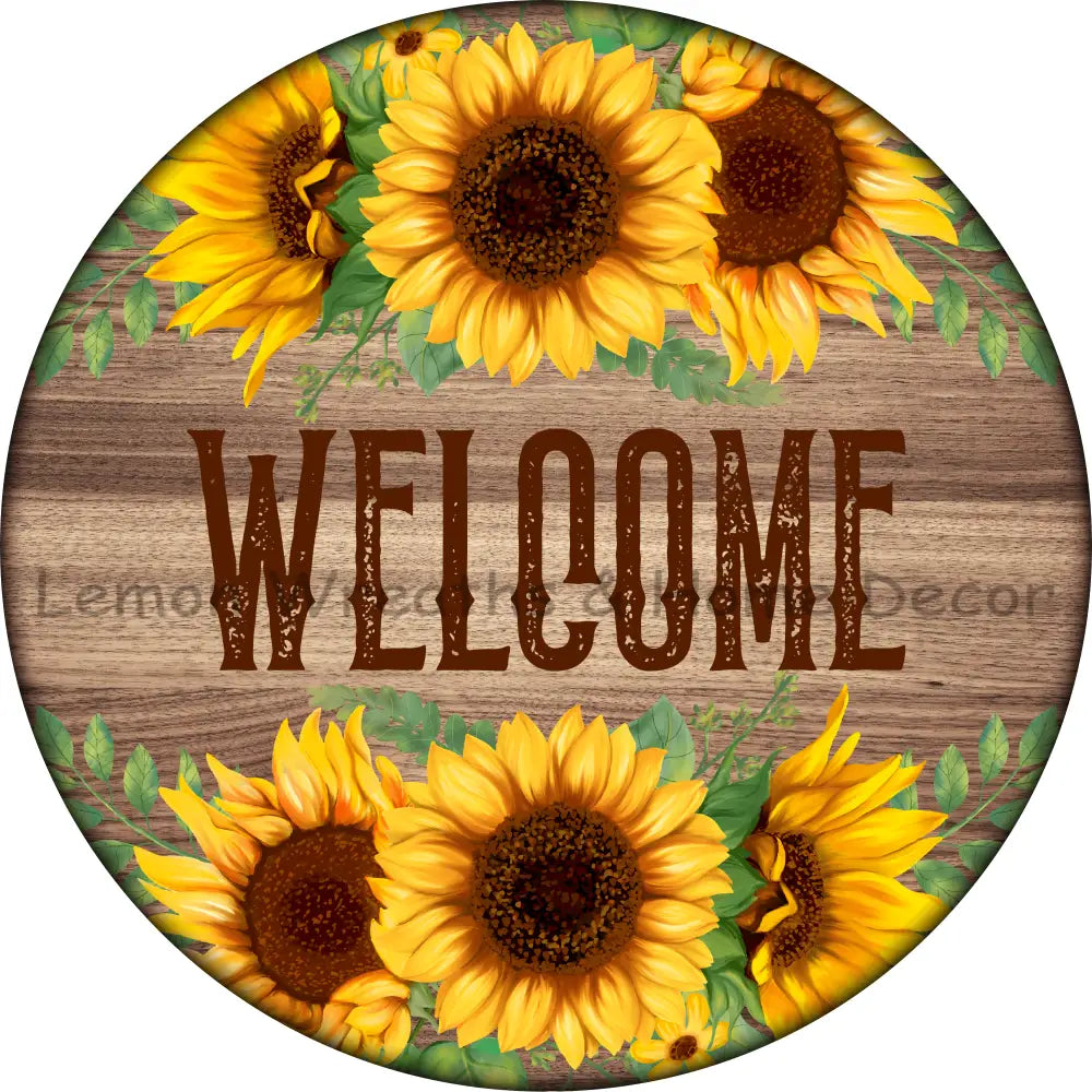 Wood Welcome Sunflower Bundles Metal Sign 8